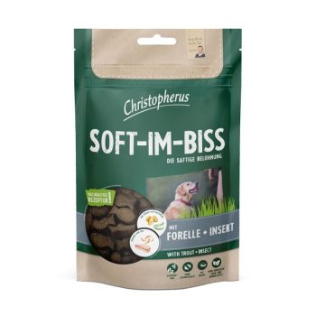   Christopherus Dog Jutalomfalat Grain Free Soft-Im-Biss Pisztráng és rovar 125g